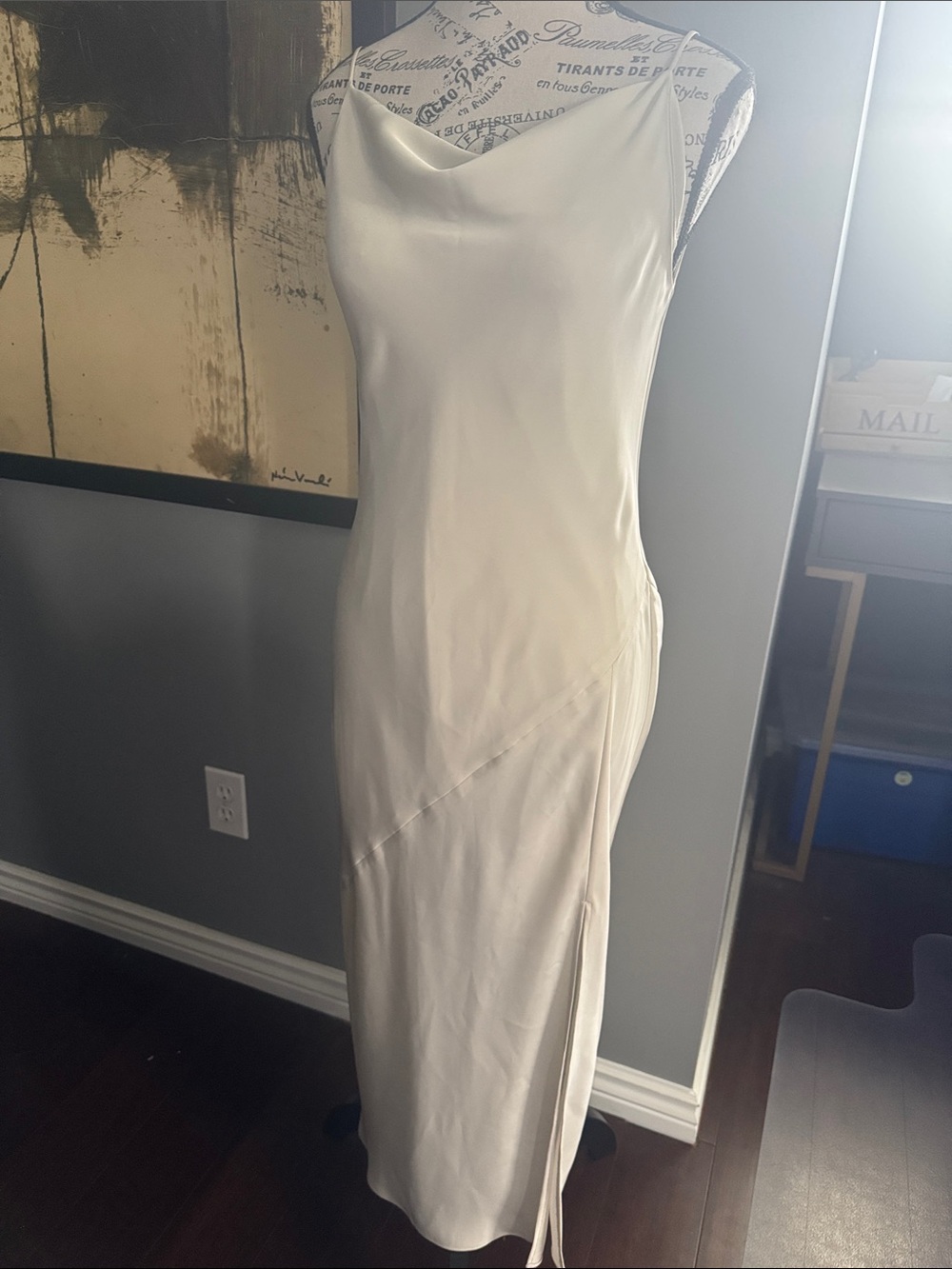 Aritzia Ivory Satin Cowl Neck Maxi Slip Dress - Never Worn!